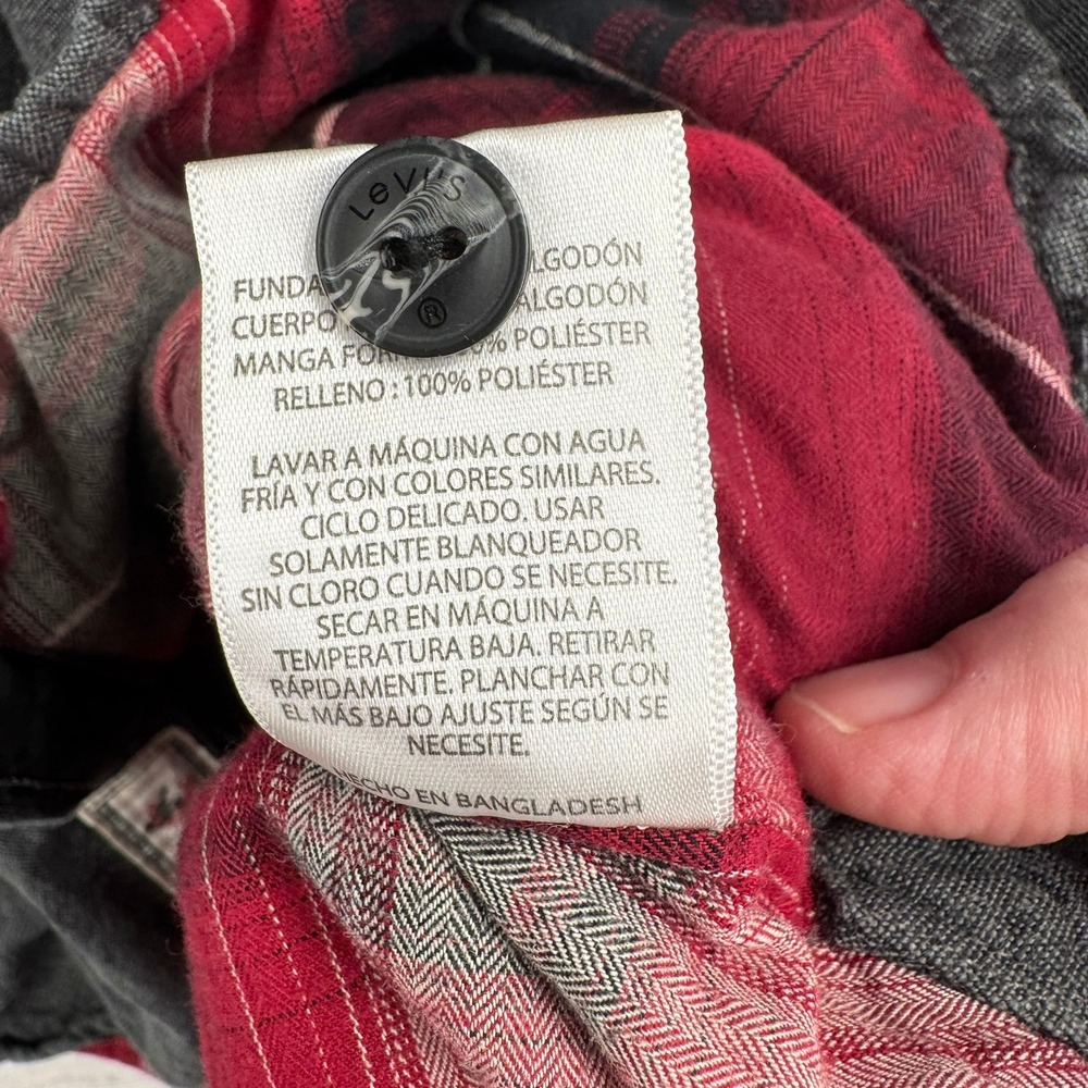 Levi's Shirt Jacket Mens XL Gray Plaid Lined Linen Blend Western Shacket - Picture 6 of 10